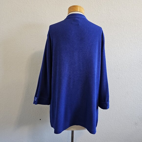 Gump's San Francisco Blue Textured Lagenlook Button Front Artsy Tunic Top XL - Picture 7 of 12